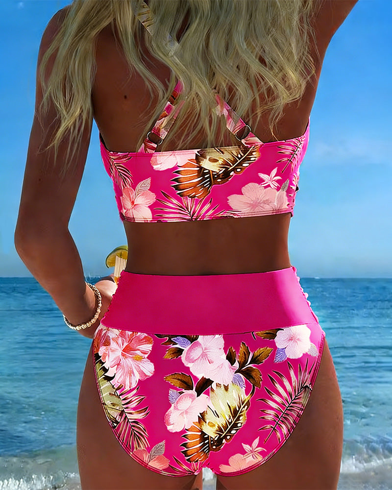 Marie | Floral Animal-Print Split-Hem Bikini