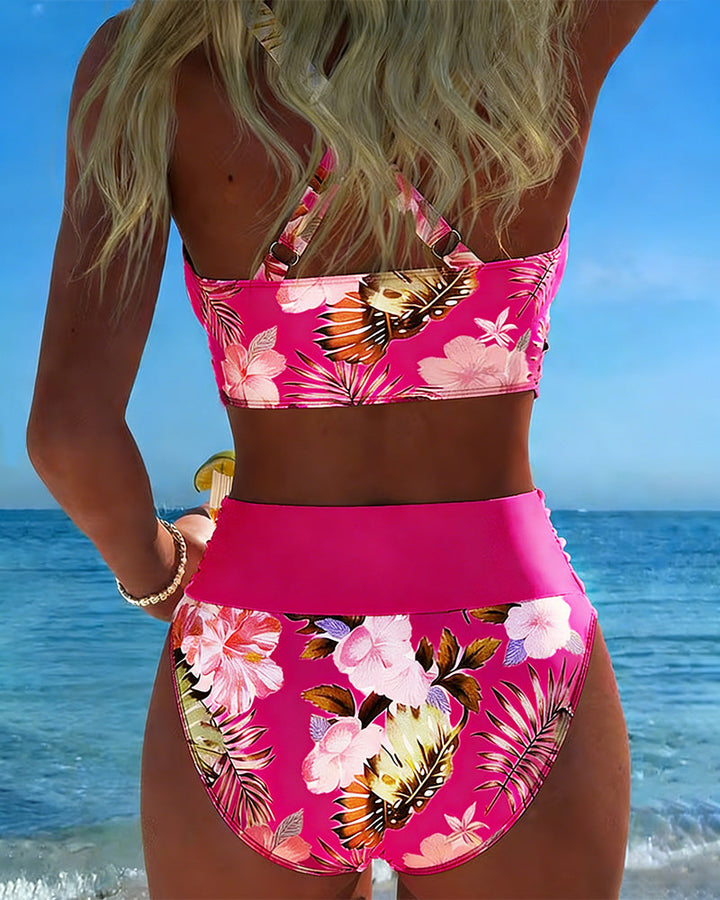Marie | Floral Animal-Print Split-Hem Bikini