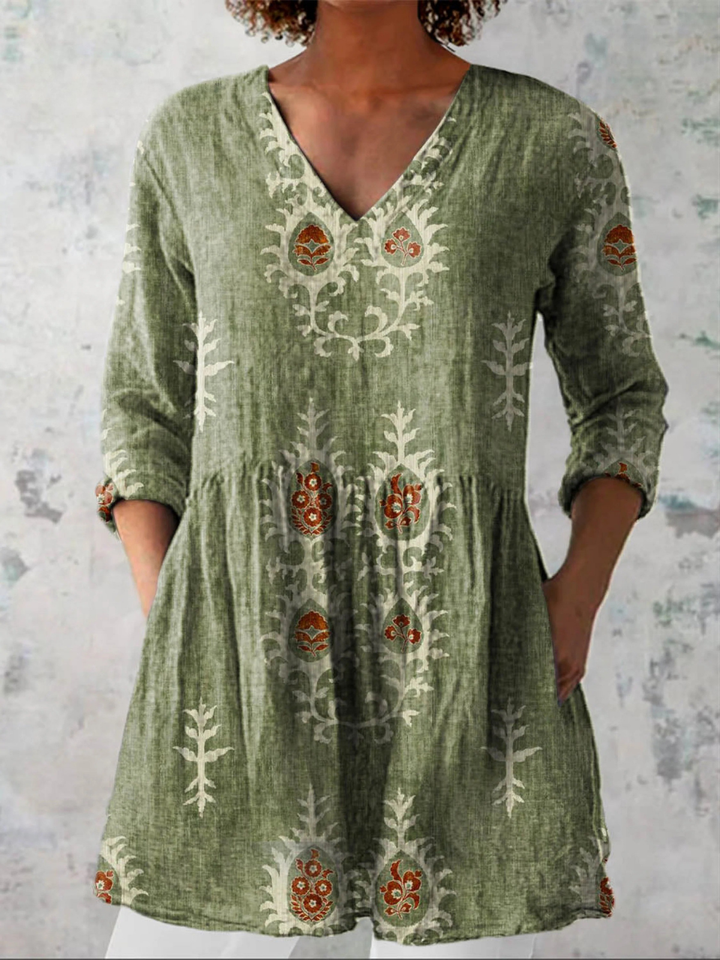 Mary | Long V-Neck Blouse