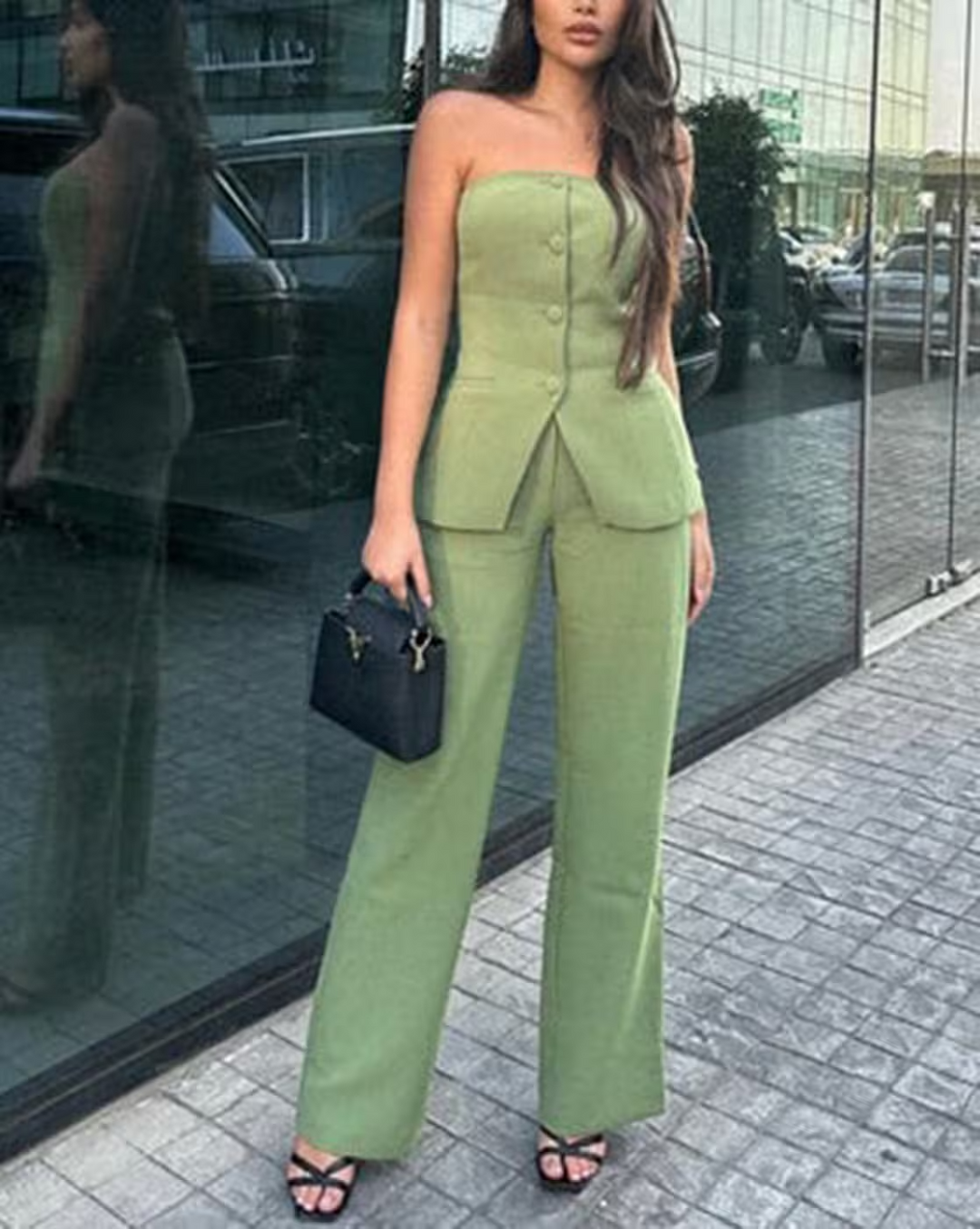 Teresa | Sleeveless Button-Detail Wide-Leg Set