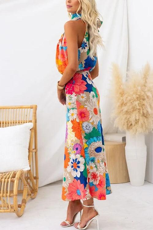 Harriet | Floral Printed Maxi Sleeveless Tie-Waist Dress