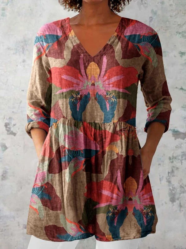 India | Long V-Neck Blouse