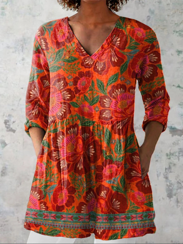 Cora | Long V-Neck Blouse