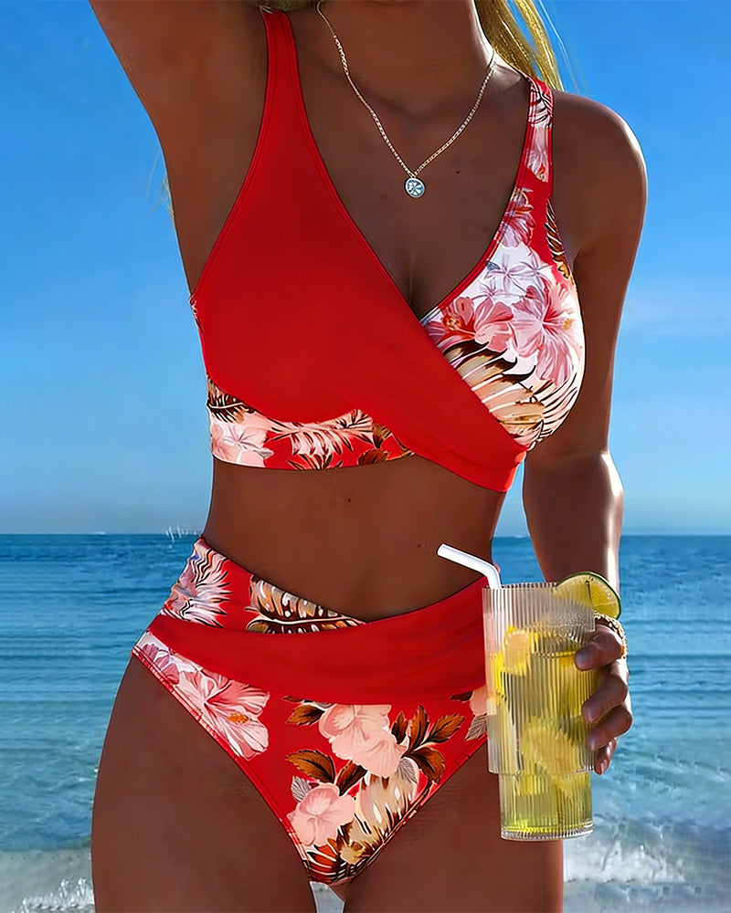 Marie | Floral Animal-Print Split-Hem Bikini