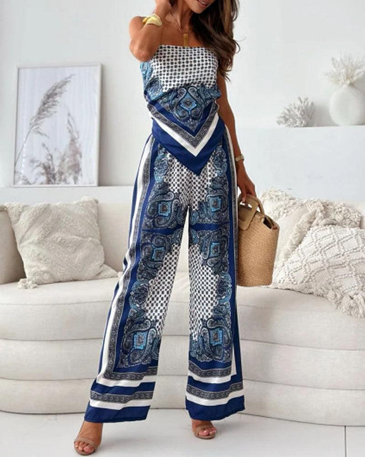 Hazel | Elegant Lace-Up Wide-Leg Set
