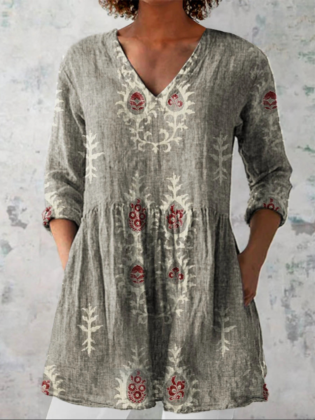 Mary | Long V-Neck Blouse