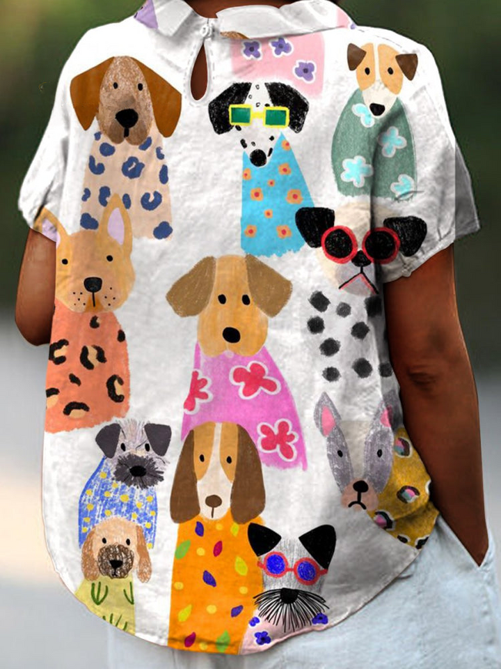 Phoebe | Printed Dog-Print Blouse