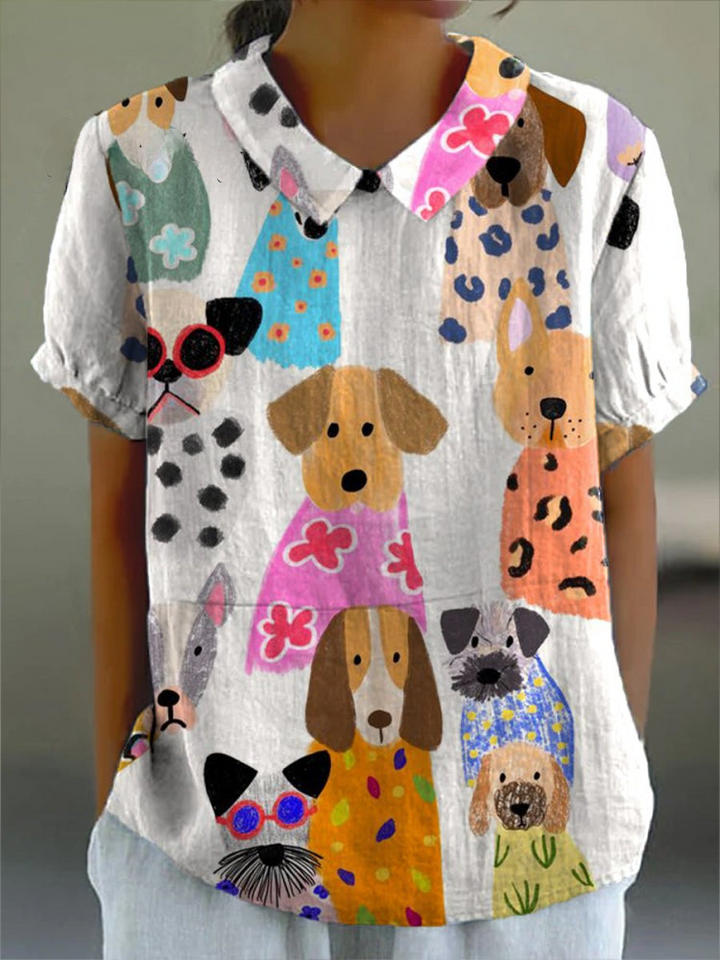 Phoebe | Printed Dog-Print Blouse