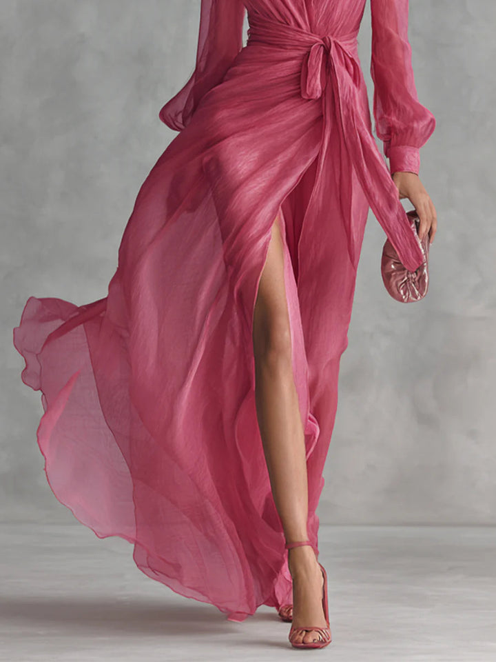 Jessica | Elegant Chiffon Long V-Neck Dress