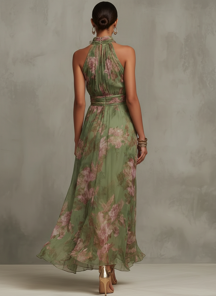 Emma | Chiffon Floral Maxi Backless Dress