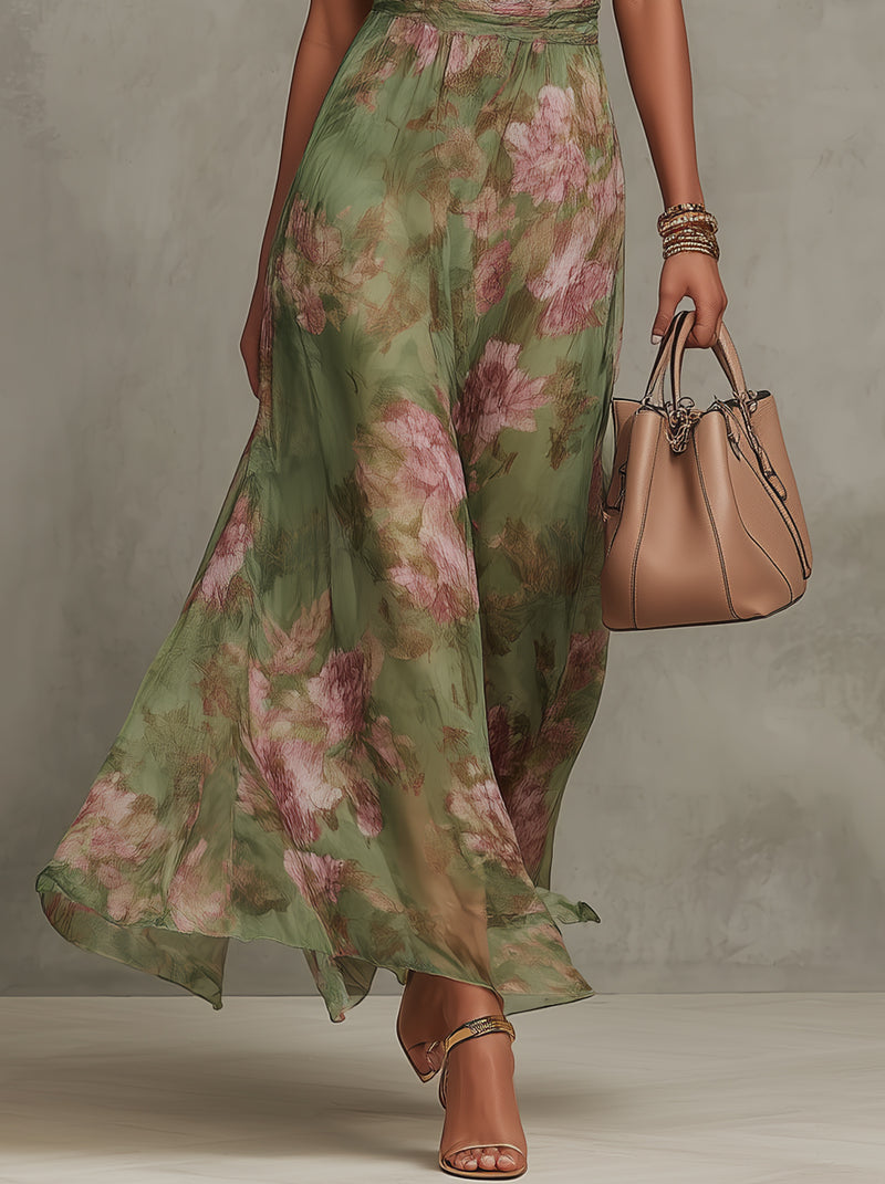 Emma | Chiffon Floral Maxi Backless Dress