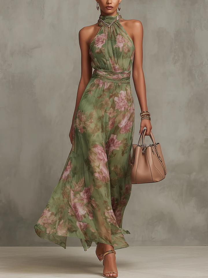 Emma | Chiffon Floral Maxi Backless Dress