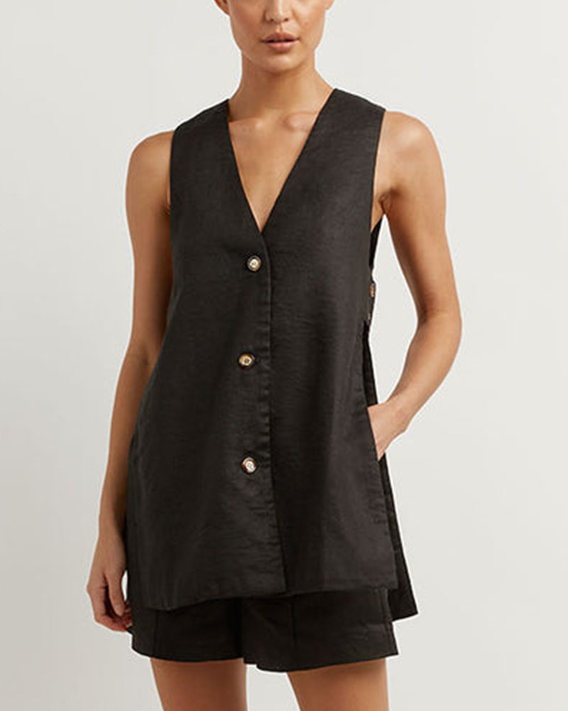 Helena | Sleeveless Button-Detail Set