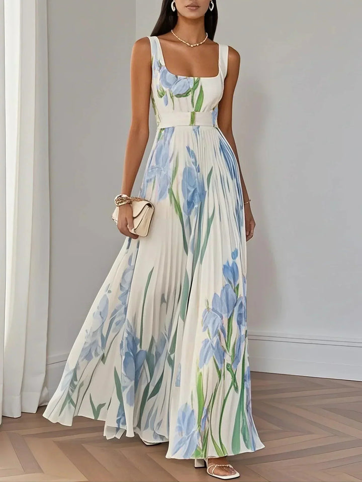 Imogen | Chiffon Floral Maxi Pleated Dress